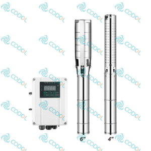 CODOL CPCB solar deep well pump with stainless steel impellers and external MPPT controller
