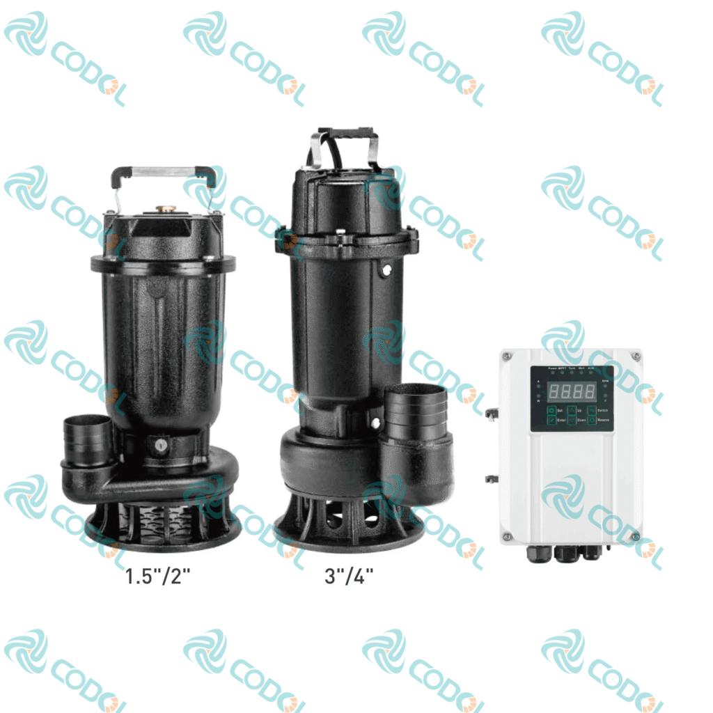 CODOL CSG solar sewage submersible pump with external MPPT controller for wastewater drainage