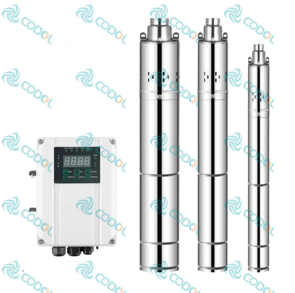 CODOL CSS solar screw pump with external MPPT controller for deep well water supply and solar irrigation