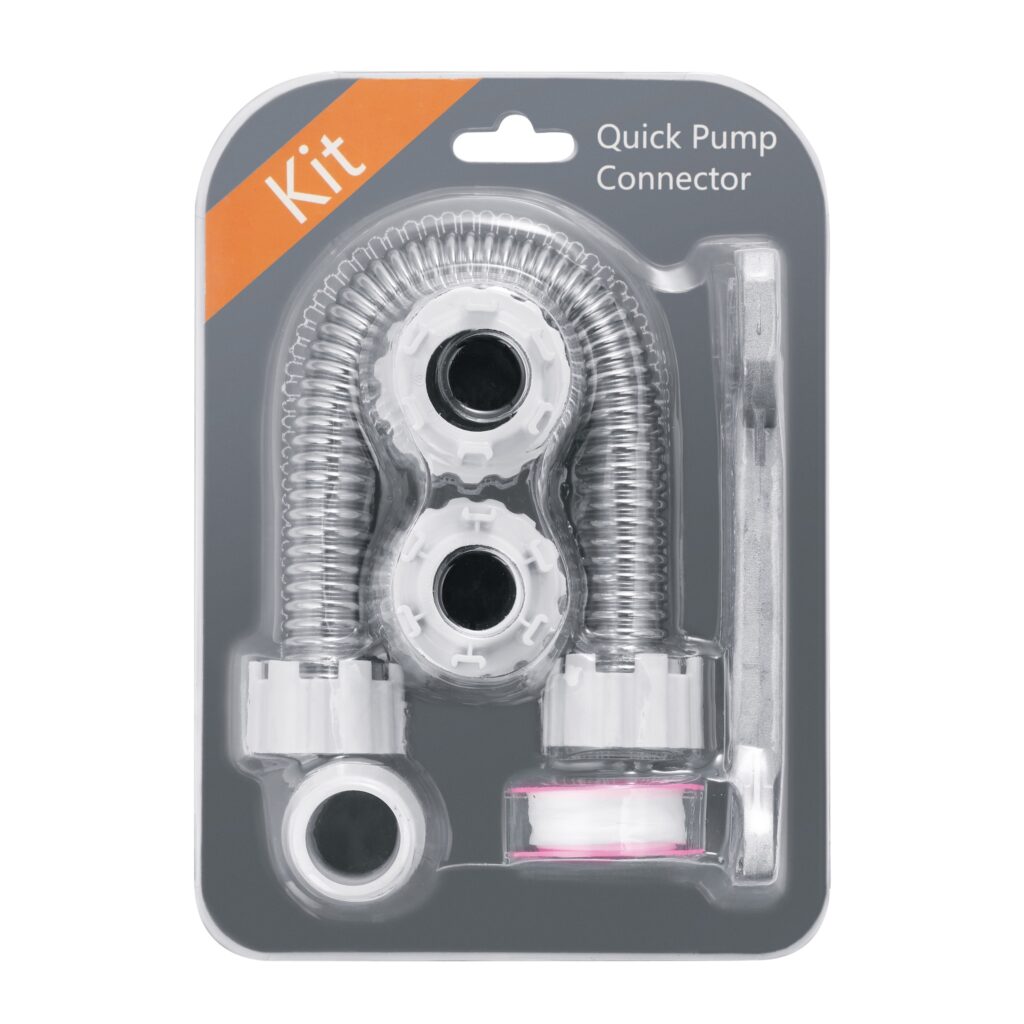 DN15/DN20 plastic quick pump connector kit compatible with various household water pumps.